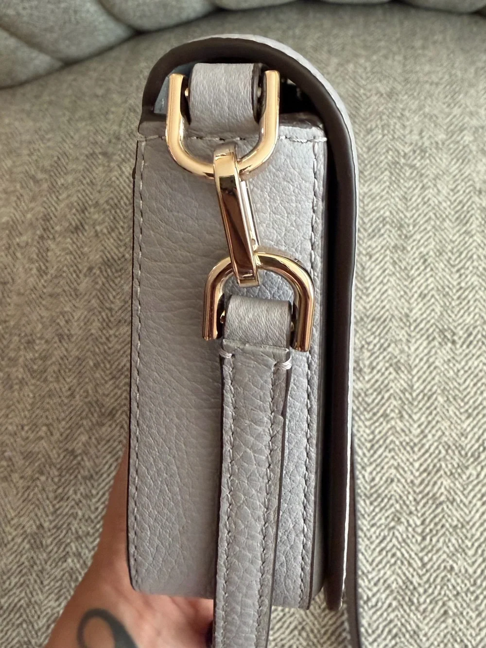 kate spade Two-Tone Gray and Cream Pebbled Leather Crossbody